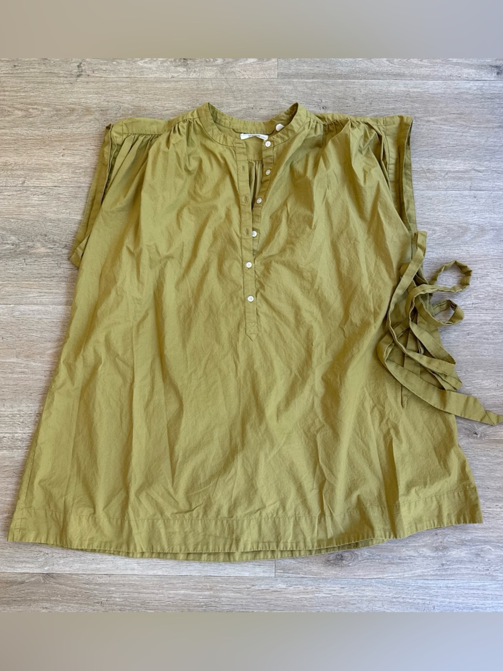 Doen Alvina Oregano Green Sleeveless Mini Dress with Waist Tie Small